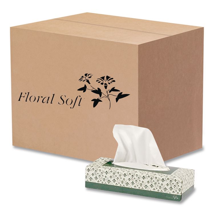 Floral Soft White Facial Tissue, 2-Ply, 100 Sheets/Box, 30 Boxes/Carton (APAF100)