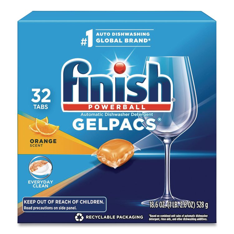 FINISH Dish Detergent Gelpacs, Orange Scent, 32/Box (RAC81053)