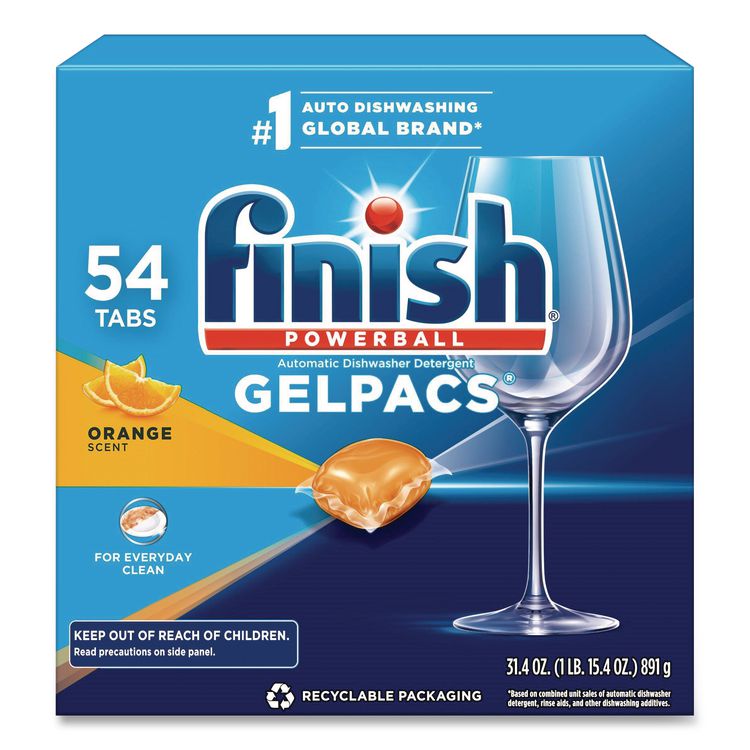 FINISH Dish Detergent Gelpacs, Orange Scent, 54/Box (RAC81181)