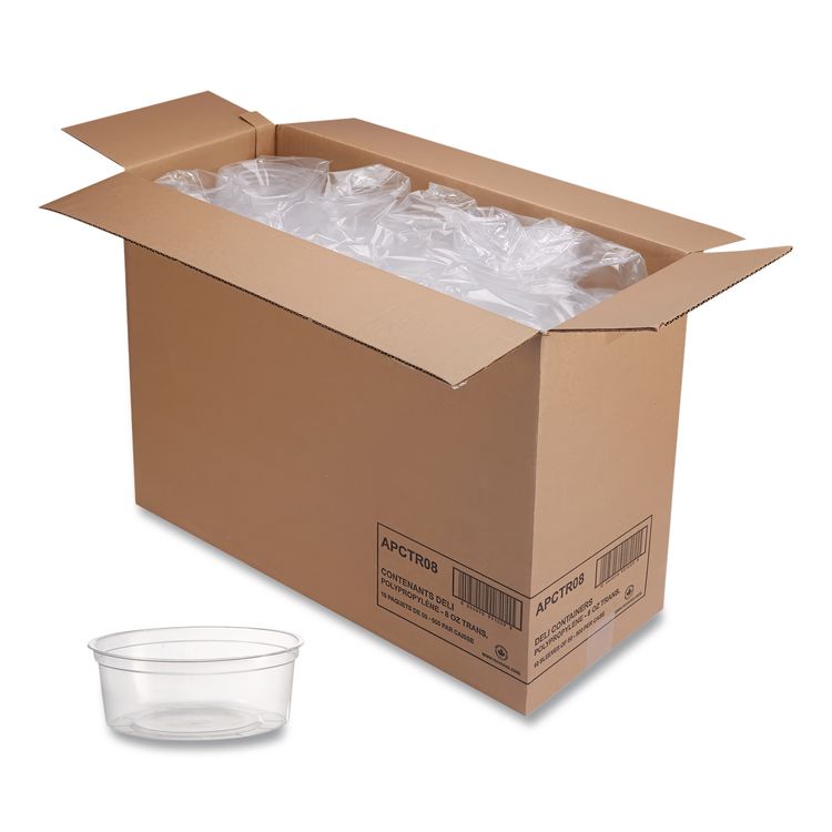 WNA Deli Containers, 8 oz, Clear, Plastic, 50/Pack, 10 Pack/Carton (WNAAPCTR08)