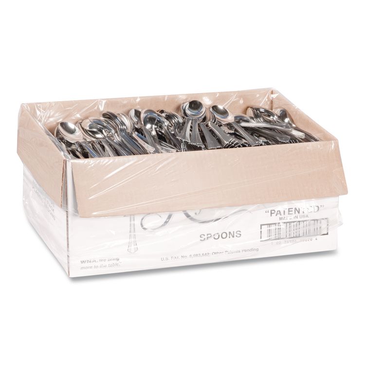 WNA Heavyweight Plastic Spoons, Reflections Design, Silver, 600/Carton (WNA620155)