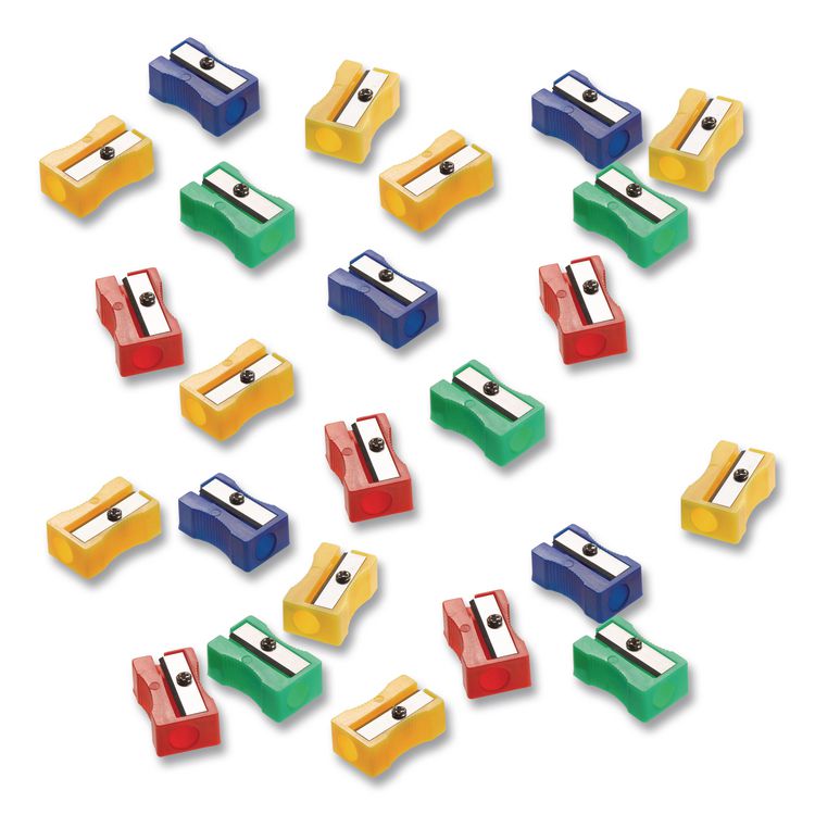 Westcott One-Hole Manual Pencil Sharpeners, 4 x 2 x 1, Assorted Colors, 24/Pack (ACM15993)