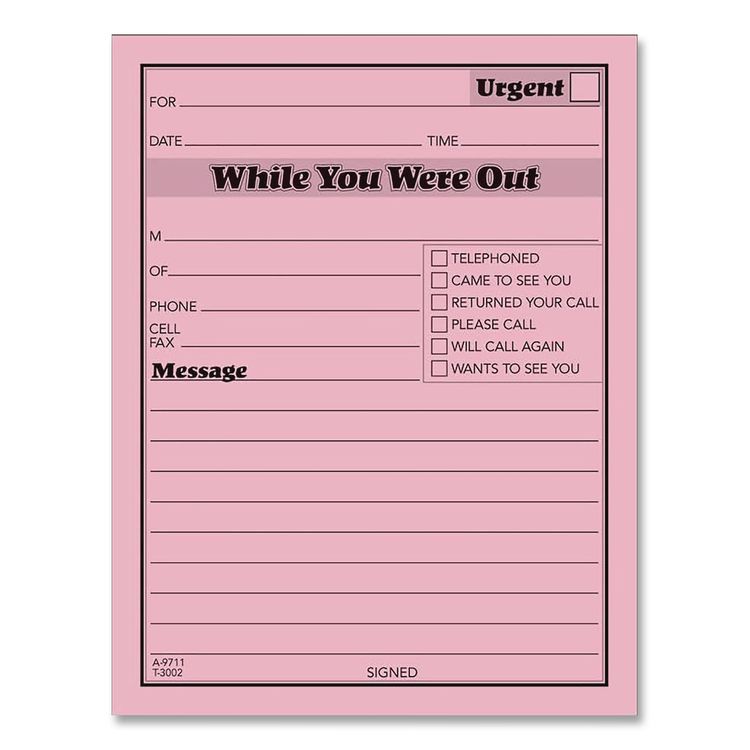 TOPS Pink Message Pad, One-Part (No Copies), 4.25 x 5.5, 50 Forms/Pad, 12 Pads/Pack (TOP3002P)