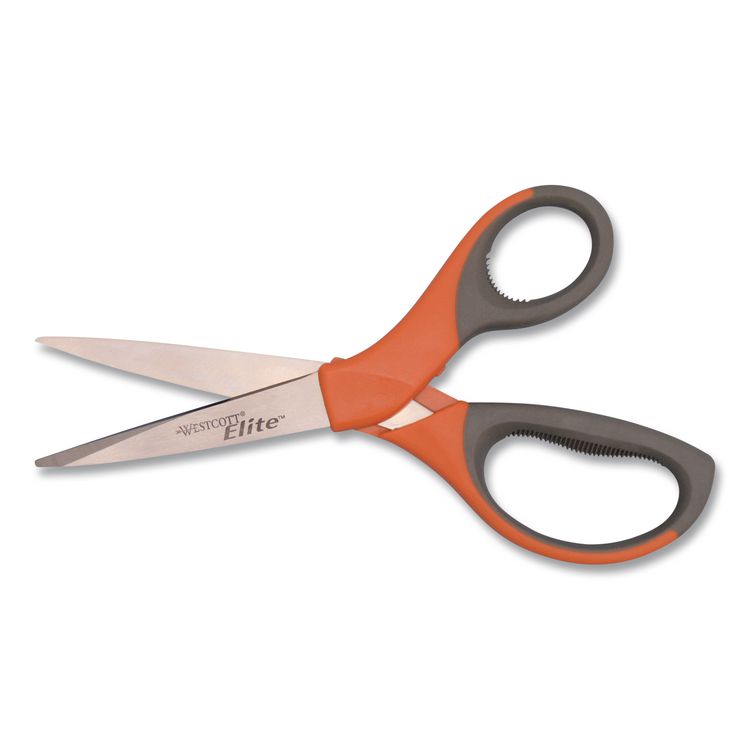 Westcott Elite Series Stainless Steel Shears, 8" Long, 3.5" Cut Length, Straight Orange Handle (ACM41318)
