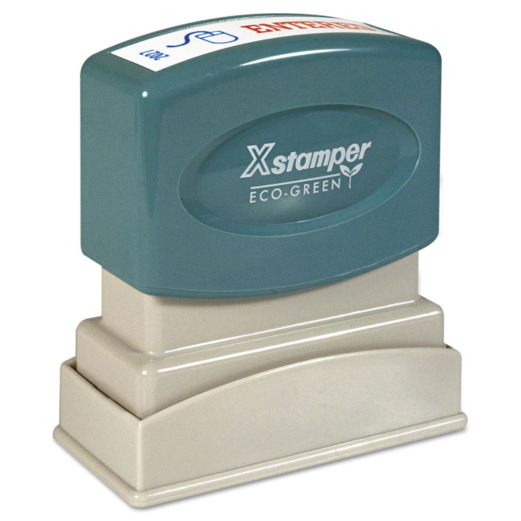 Xstamper Two-Color Title Stamp, ENTERED, Blue/Red (XST2027)