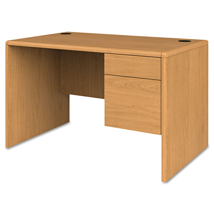 HON 10700 Series Single Pedestal Desk with Three-Quarter Height Right Pedestal, 48" x 30" x 29.5", Harvest (HON107885RCC)