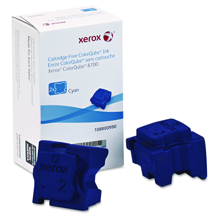 Xerox 108R00990 Solid Ink Stick, 4,200 Page-Yield, Cyan, 2/Box (XER108R00990)