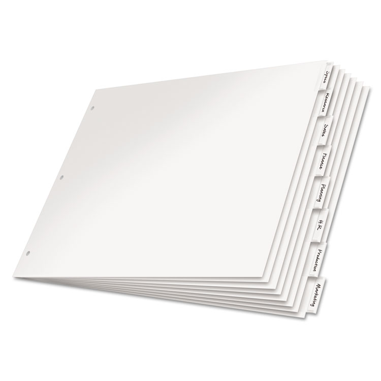 Cardinal Paper Insertable Dividers, 8-Tab, 11 x 17, White, Clear Tabs, 1 Set (CRD84815)