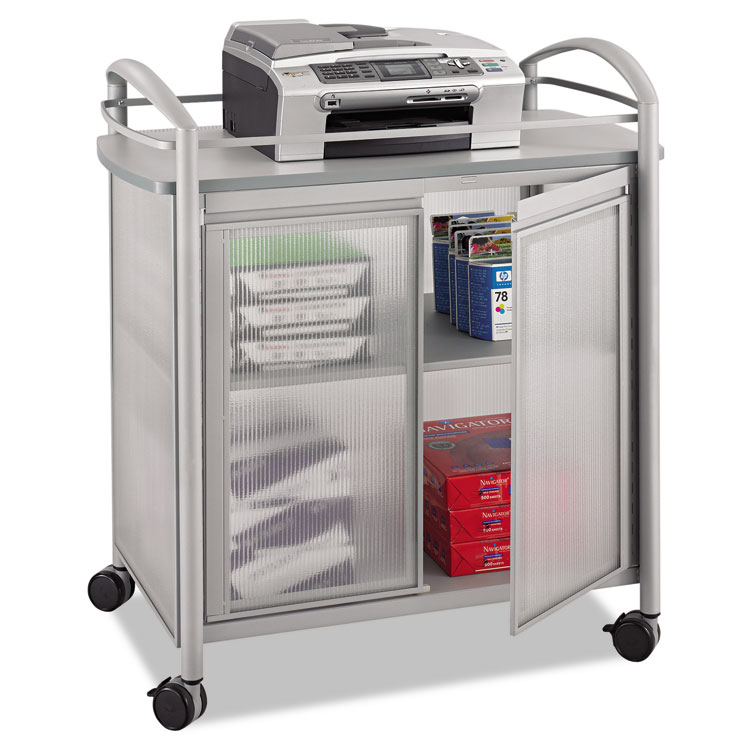 Safco Impromptu Refreshment Cart/Machine Stand, Engineered Wood, 3 Shelf, 34 x 21.25 x 36.5, Gray/Silver (SAF8966GR)