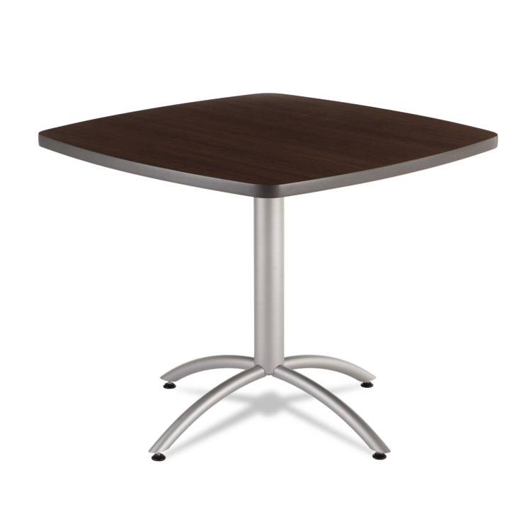 Iceberg CafeWorks Cafe-Height Table, Square, 36" x 36" x 30", Walnut/Silver (ICE65614)