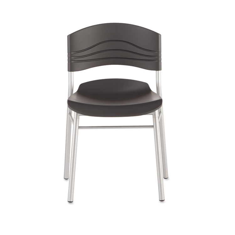 Iceberg CafeWorks Chair, Supports Up to 225 lb, 18" Seat Height, Graphite Seat/Back, Silver Base, 2/Carton (ICE64517)