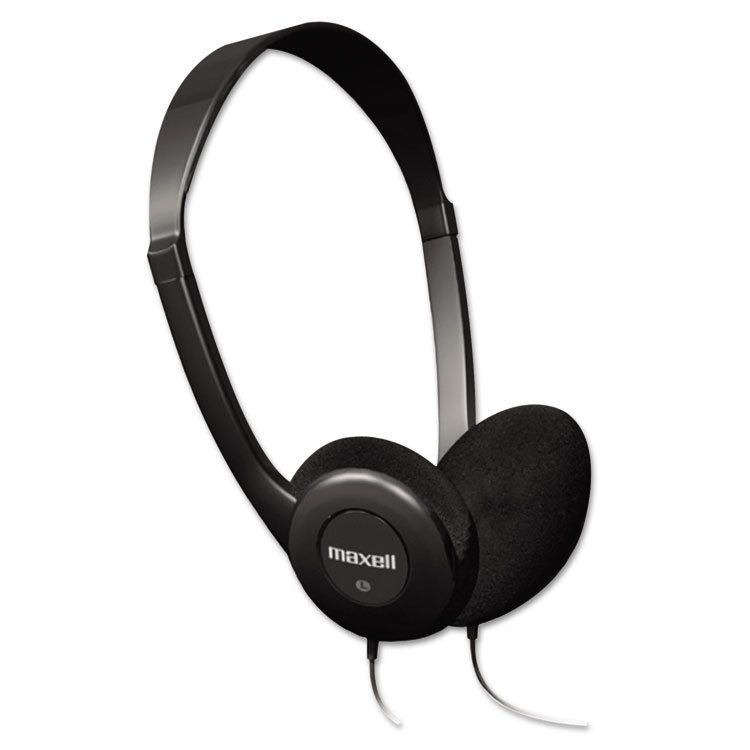 Maxell HP-100 Headphones, 4 ft Cord, Black (MAX190319)