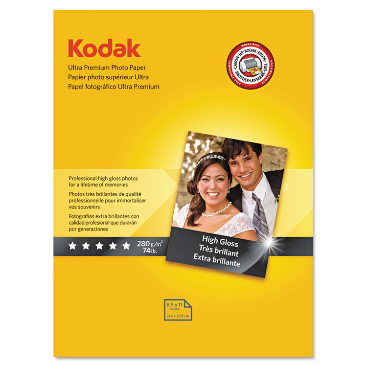 Kodak Ultra Premium Photo Paper, 10 mil, 8.5 x 11, High-Gloss White, 25/Pack (KOD8366353)
