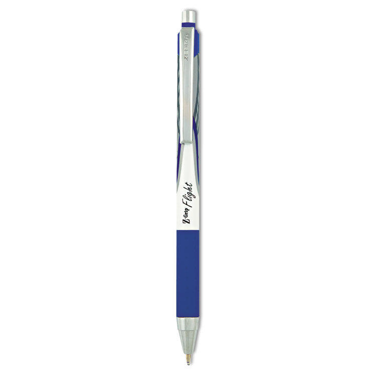 Zebra Z-Grip Flight Ballpoint Pen, Retractable, Bold 1.2 mm, Blue Ink, Black/Blue/White Barrel, 12/Pack (ZEB21920)