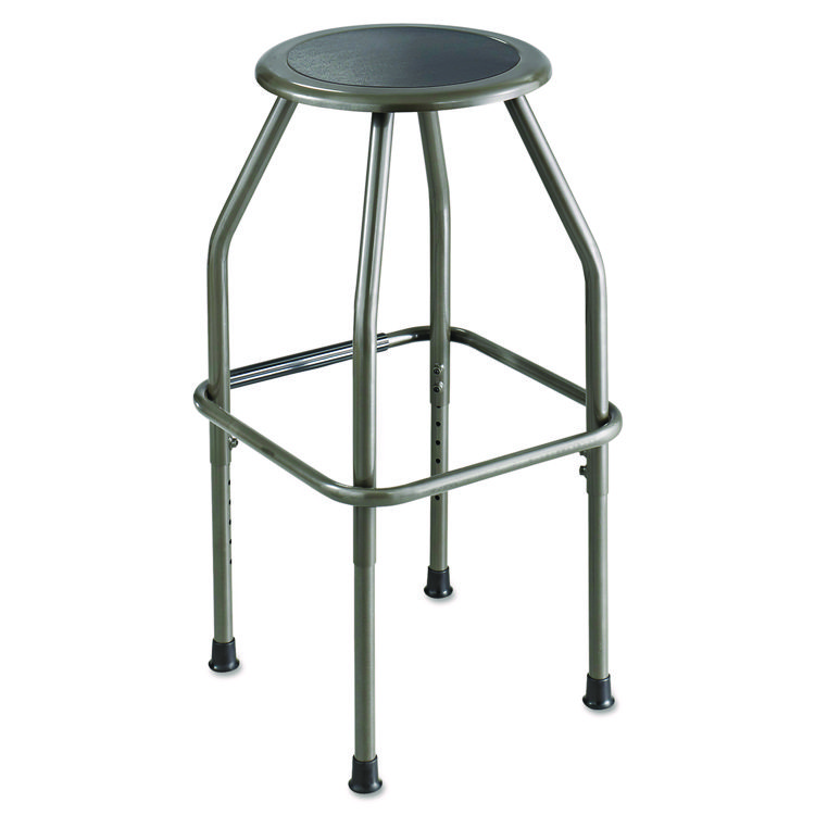 Safco Diesel Industrial Stool with Stationary Seat, Backless, Supports Up to 250 lb, 22.5" to 29.5" Seat Height, Pewter (SAF6666)