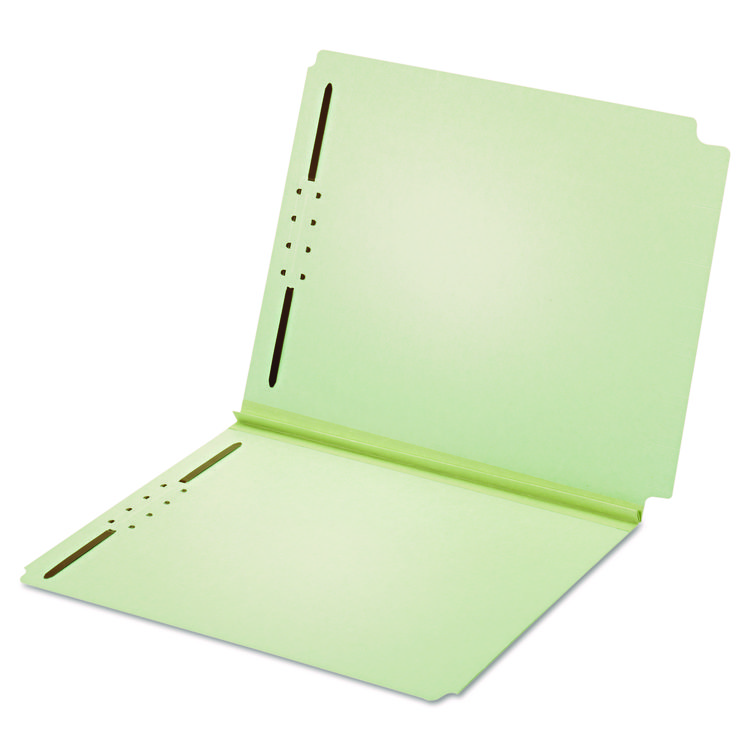 Pendaflex Dual-Tab Pressboard Fastener Folder, 2" Expansion, 2 Fasteners, Letter Size, Light Green Exterior, 25/Box (PFX45715)