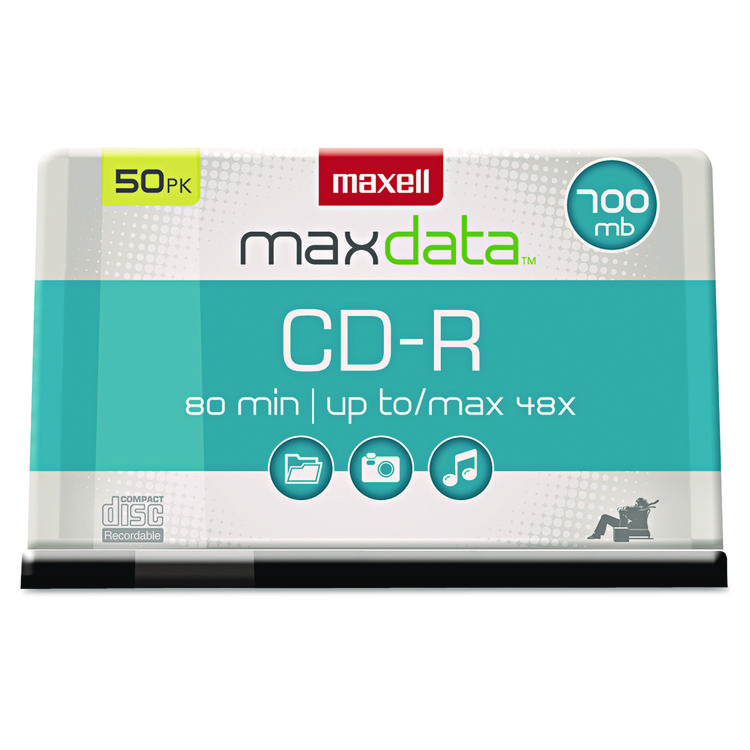 Maxell CD-R Discs, 700 MB/80 min, 48x, Spindle, Silver, 50/Pack (MAX648250)