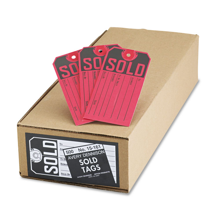 Avery Sold Tags, Paper, 4.75 x 2.38, Red/Black, 500/Box (AVE15161)