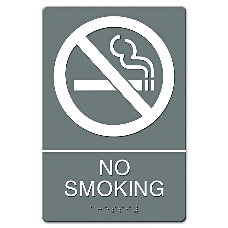 Headline Sign ADA Sign, No Smoking Symbol w/Tactile Graphic, Molded Plastic, 6 x 9, Gray (USS4813)