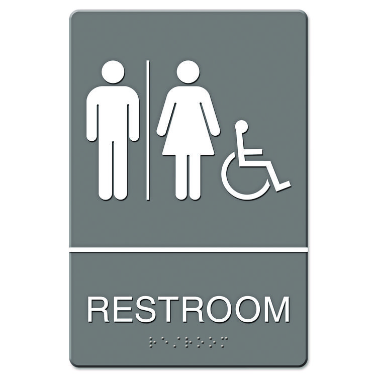 Headline Sign ADA Sign, Restroom/Wheelchair Accessible Tactile Symbol, Molded Plastic, 6 x 9 (USS4811)
