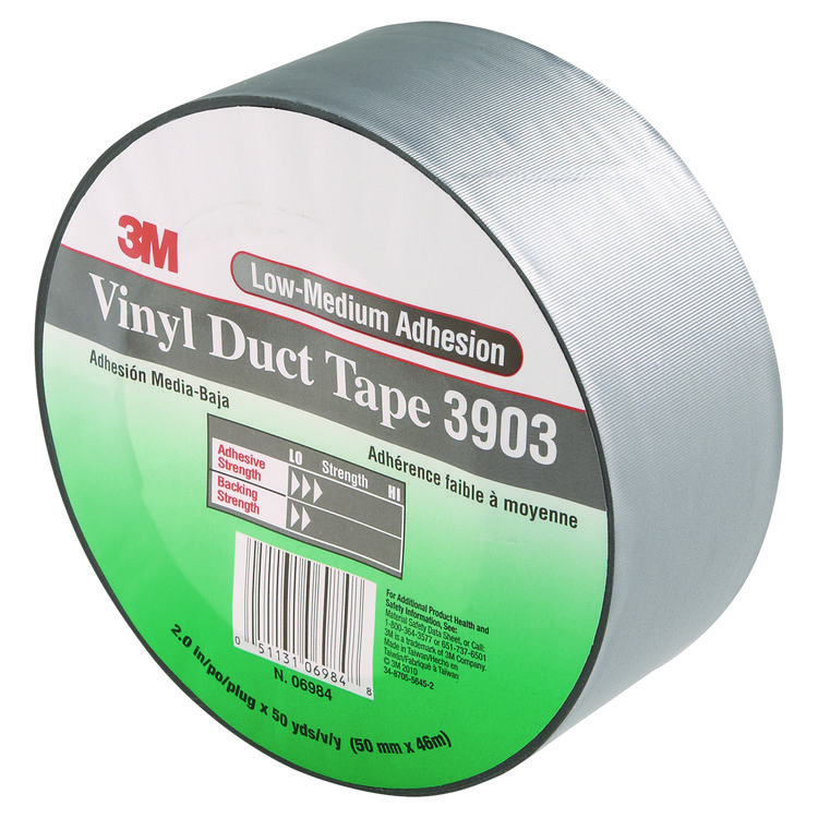 3M 3903 Vinyl Duct Tape, 2" x 50 yds, Gray (MMM05113106984)