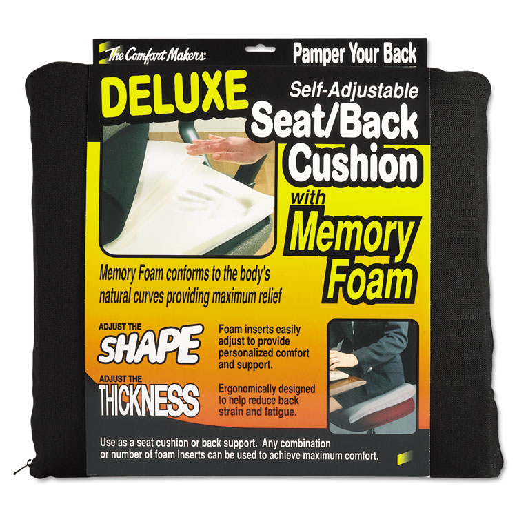 Master Caster The ComfortMakers Deluxe Seat/Back Cushion, Memory Foam, 17 x 2.75 x 17.5, Black (MAS91061)