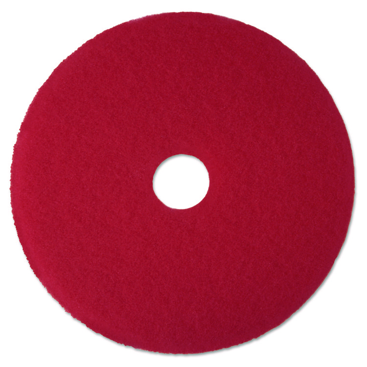 3M Low-Speed Buffer Floor Pads 5100, 13" Diameter, Red, 5/Carton (MMM08388)