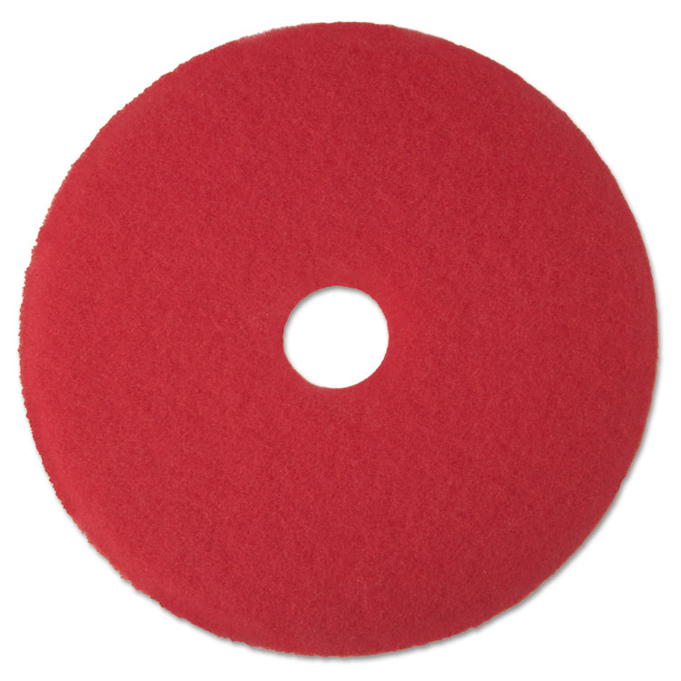 3M Low-Speed Buffer Floor Pads 5100, 14" Diameter, Red, 5/Carton (MMM08389)