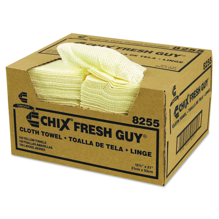 Chix Fresh Guy Towels, 13.5 x 13.5, Yellow, 150/Carton (CHI8255)