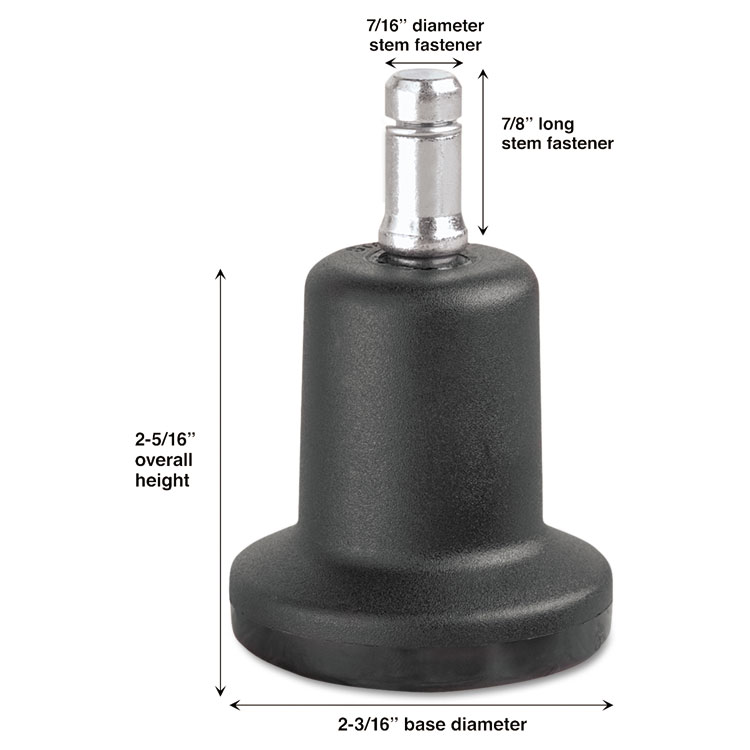 Master Caster High Profile Bell Glides, Grip Ring Type B Stem, 2.19" x 2.31" Glide, Matte Black, 5/Set (MAS70175)