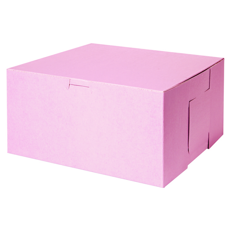 SCT Pink One-Piece Non-Window Bakery Box, 10 x 10 x 5, Pink, Paper, 100/Carton (SCH0878)