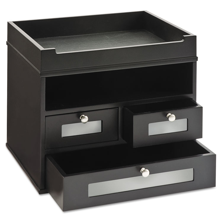 VCT55005 - Victor Midnight Black Collection Tidy Tower, 5 Compartments, 3 Drawers, 12.8 x 10.6 x 10.9, Black (VCT55005)