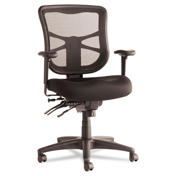 Alera Alera Elusion Series Mesh Mid-Back Multifunction Chair, Prem Fabric, Supports Up to 275 lb, 17.7" to 21.4" Seat Height, Black (ALEEL42ME10B)