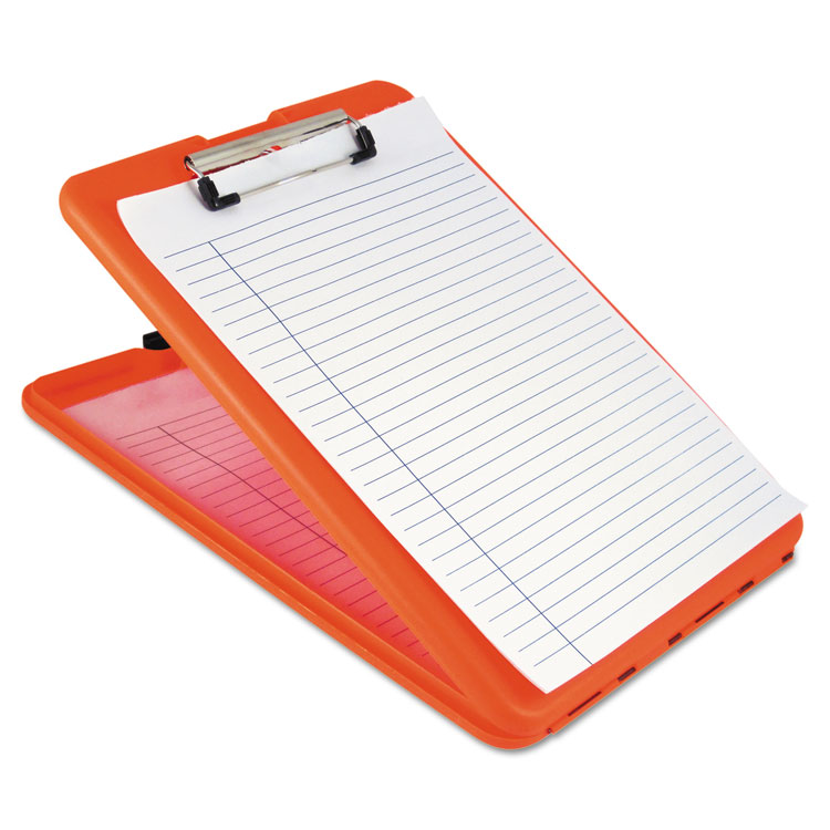 Saunders SlimMate Storage Clipboard, 0.5" Clip Capacity, Holds 8.5 x 11 Sheets, Hi-Vis Orange (SAU00579)