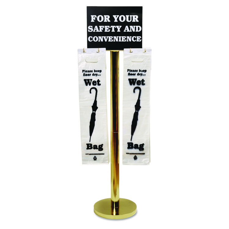 Tatco Wet Umbrella Bag Stand, 16w x 12d x 54.5h, Brass/Black/White (TCO57029)