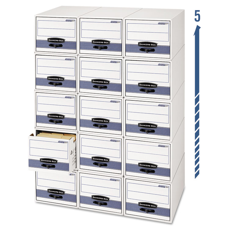 Bankers Box STOR/DRAWER STEEL PLUS Extra Space-Savings Storage Drawers, 10.5" x 25.25" x 5.25", White/Blue, 12/Carton (FEL00302)