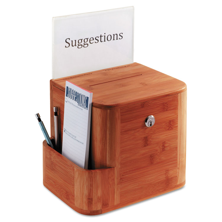 Safco Bamboo Suggestion Boxes, 10 x 8 x 14, Cherry (SAF4237CY)