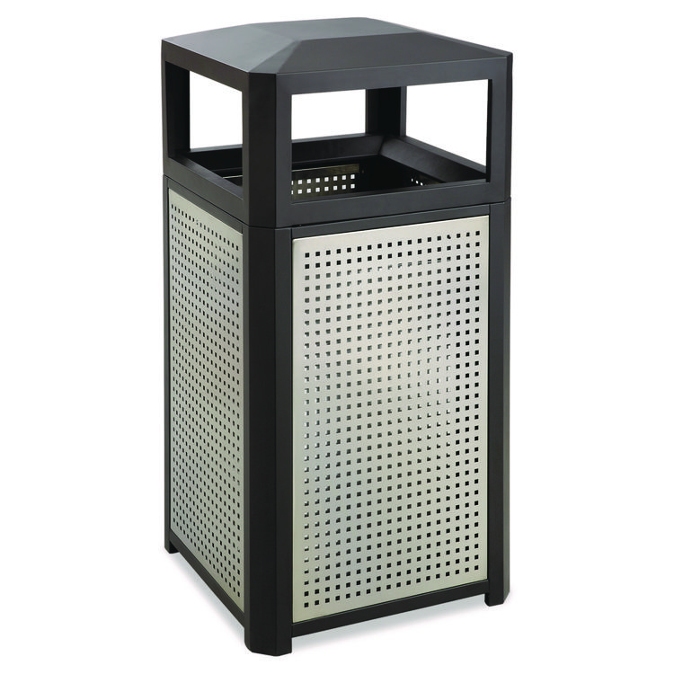 Safco Evos Series Steel Waste Container, 15 gal, Steel, Black (SAF9932BL)