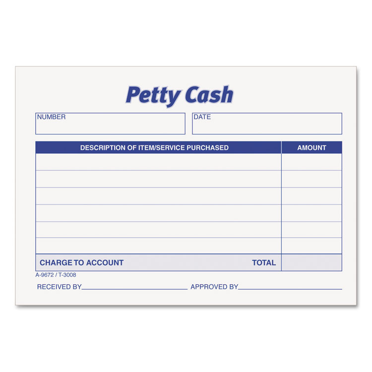 TOPS Petty Cash Slips, One-Part (No Copies), 5 x 3.5, 50 Forms/Pad, 12 Pads/Pack (TOP3008)