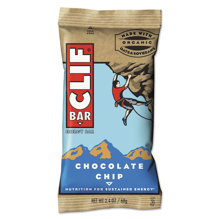 CLIF Bar Energy Bar, Chocolate Chip, 2.4 oz, 12/Box (CBC160004)