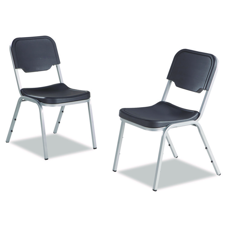 Iceberg Rough n Ready Stack Chair, Supports Up to 500 lb, 17.5" Seat Height, Charcoal Seat, Charcoal Back, Silver Base, 4/Carton (ICE64117)