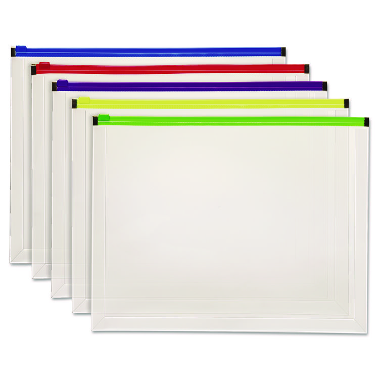 Pendaflex Poly Zip Envelope, Zipper Closure, 10 x 13, Assorted Colors, 5/Pack (PFX85292)