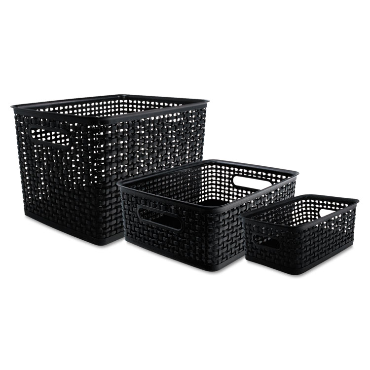 Advantus Weave Bins, 13.63 x 10.75 x 9, Black, 3/Pack (AVT40329)
