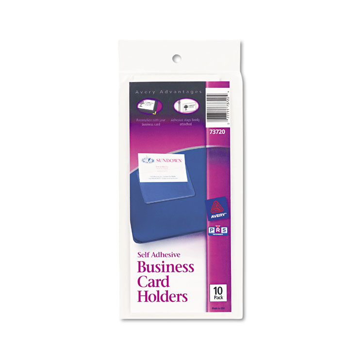 Avery Self-Adhesive Top-Load Business Card Holders, Top Load, 3.5 x 2, Clear, 10/Pack (AVE73720)