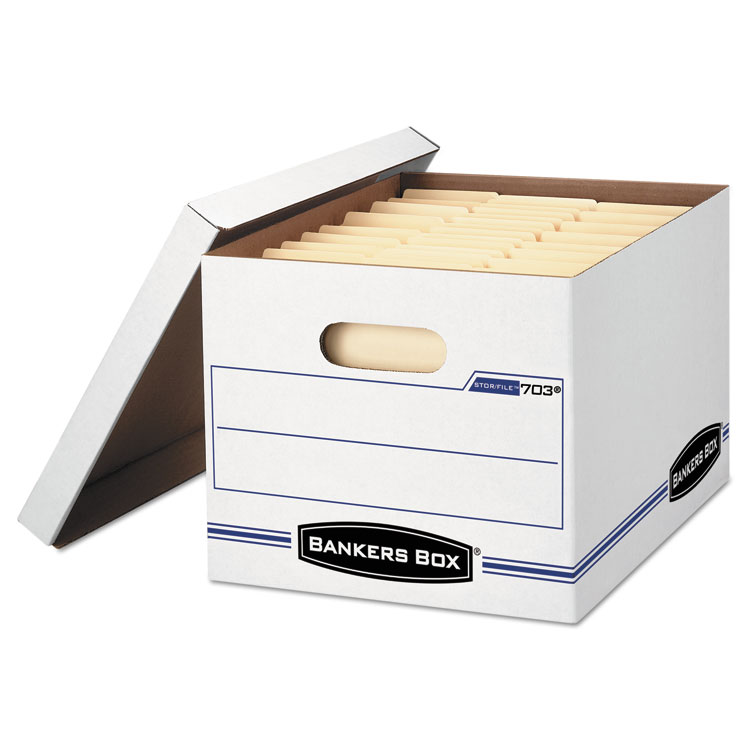 Bankers Box STOR/FILE Storage Box, Letter/Legal Files, 12.5" x 16.25" x 10.5", White, 6/Pack (FEL5703604)