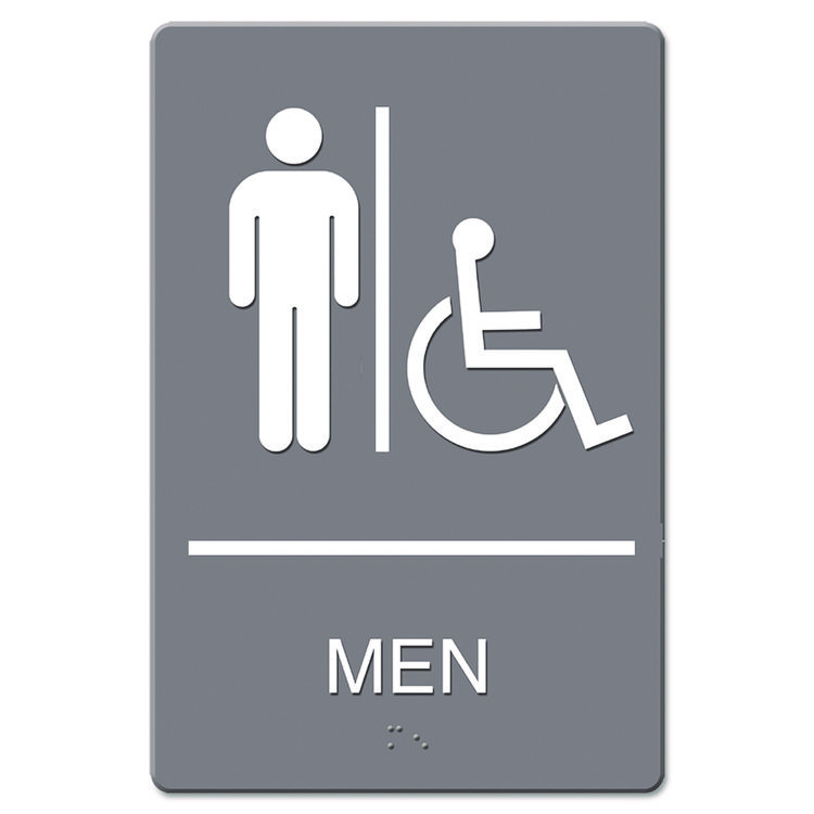 Headline Sign ADA Sign, Men Restroom Wheelchair Accessible Symbol, Molded Plastic, 6 x 9, Gray (USS4815)