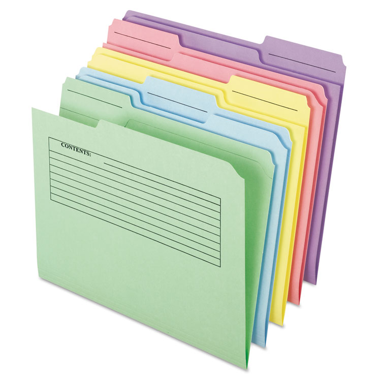 Pendaflex Printed Notes Folder, 1/3-Cut Tabs: Assorted, Letter Size, Assorted Colors, 30/Pack (PFX45269)