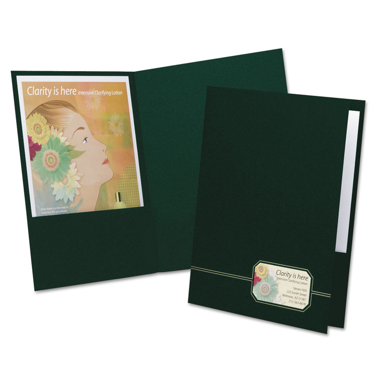 Oxford Monogram Series Business Portfolio, Premium Cover Stock, 0.5" Capacity, 11 x 8.5, Green w/Embossed Gold Foil Accents, 4/Pack (OXF04164)