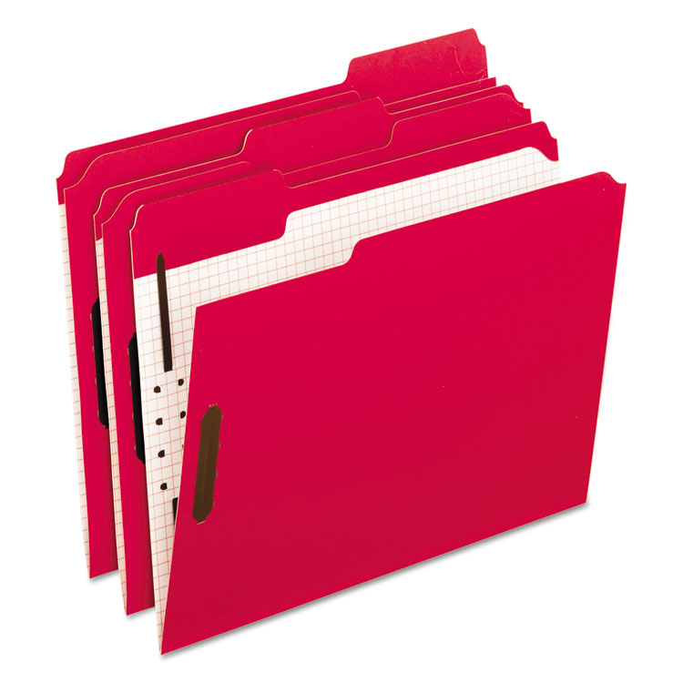 Pendaflex Colored Classification Folders with Embossed Fasteners, 2 Fasteners, Letter Size, Red Exterior, 50/Box (PFX21319)