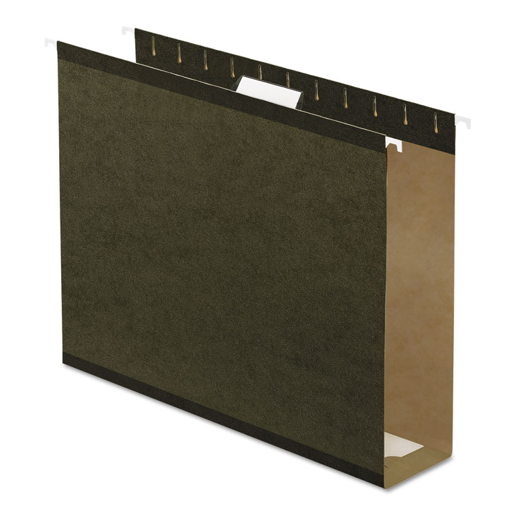 Pendaflex Extra Capacity Reinforced Hanging File Folders with Box Bottom, 3" Capacity, Letter Size, 1/5-Cut Tabs, Green, 25/Box (PFX4152X3)
